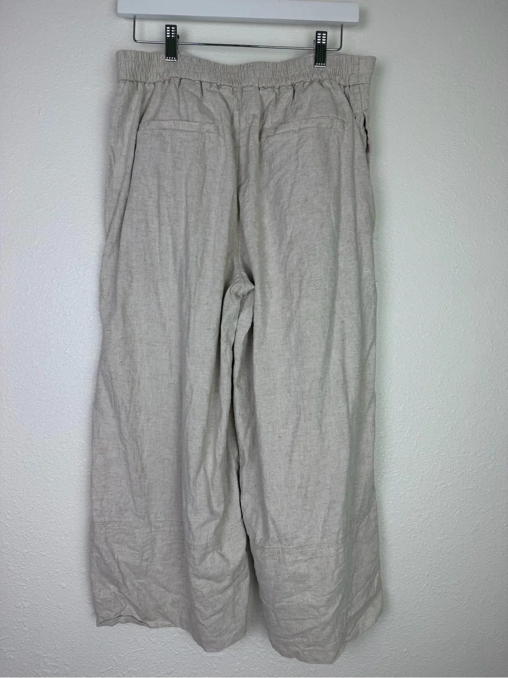 BANANA REPUBLIC Linen Blend High Rise Wide Leg Cropped Pant in Flax size Medium